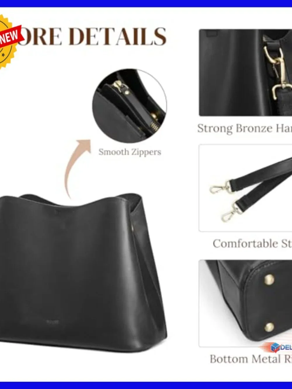 2-Piece Leather Bag Set, Shoulder & Crossbody, Multi Compartments, Adjustable